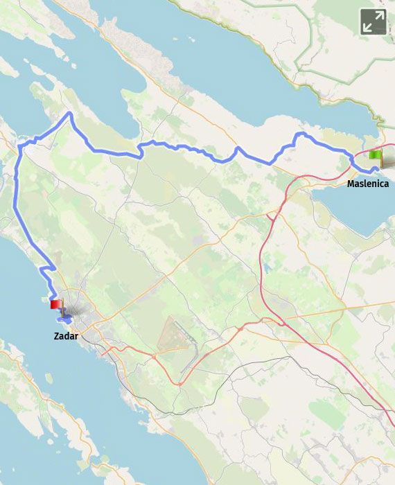 Show on map 11 Maslenica - Zadar