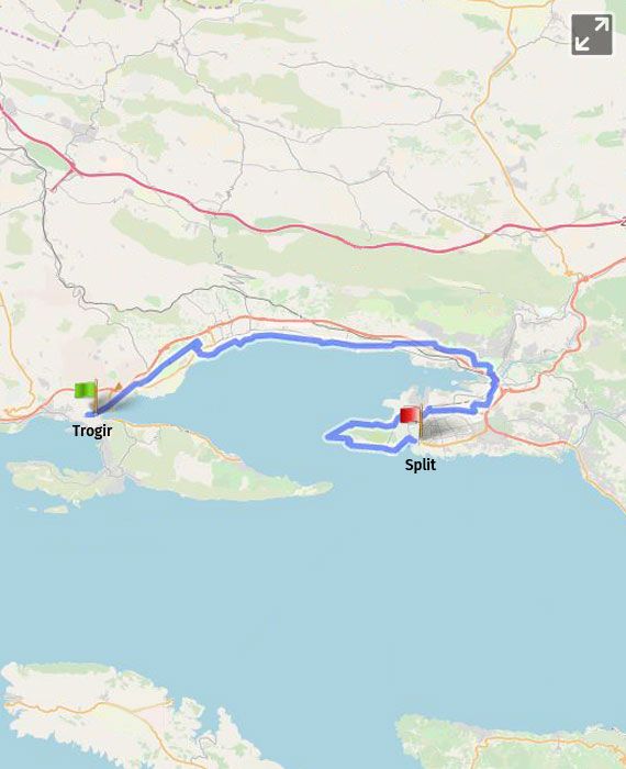 Show on map 15 Trogir - Split