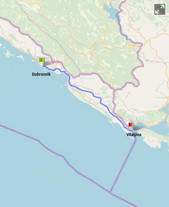 Prikaz na karti 20 Dubrovnik - Vitaljina