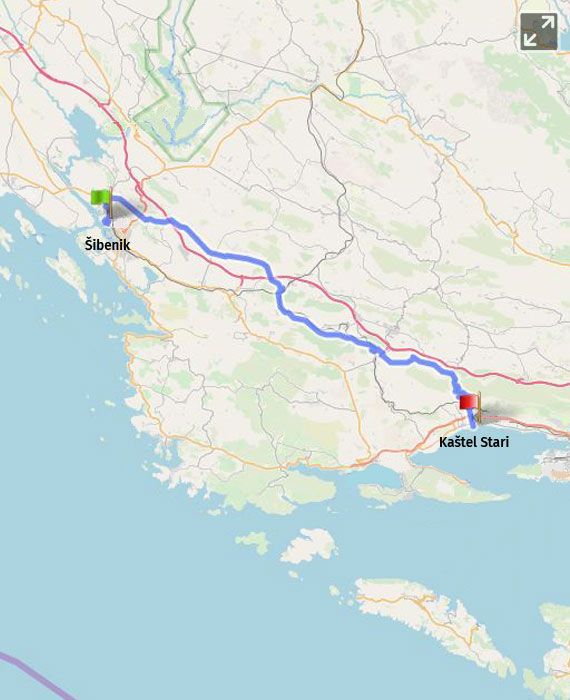 Show on map A7 Šibenik - Kaštel Stari